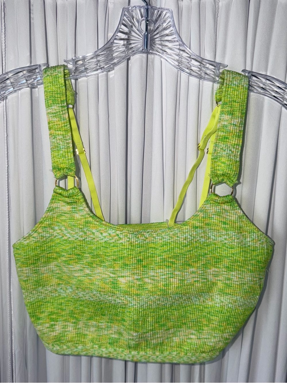 aerie Green Marled Ribbed Sports Bra